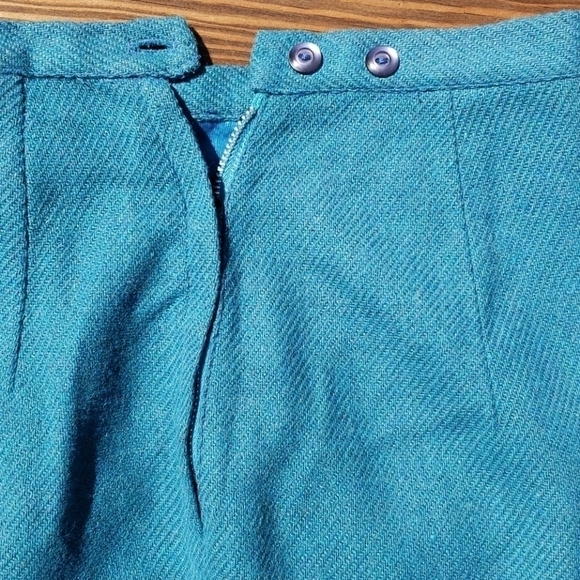 VINTAGE 60's Wool Ribcage Waist Shorts Teal 26" EU - Picture 7 of 8